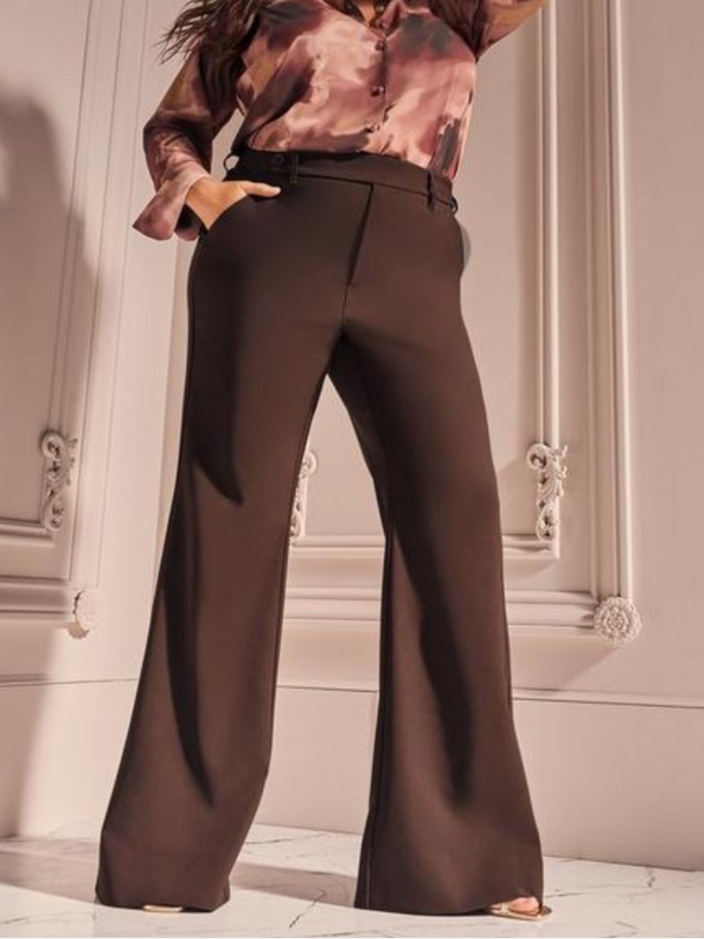 Torrid Studio Coffee Bean Luxe Ponte Flare Trousers Career Pants 18 NWT - Picture 3 of 9